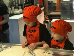 Children Masterclass at Dodo Pizza Bishkek Shopokova: Kids making fresh pizza